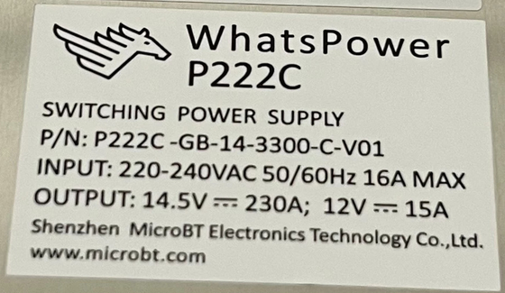 مزود الطاقة Whatspower P222C PSU لـ Whatsminer M30s M31s M32