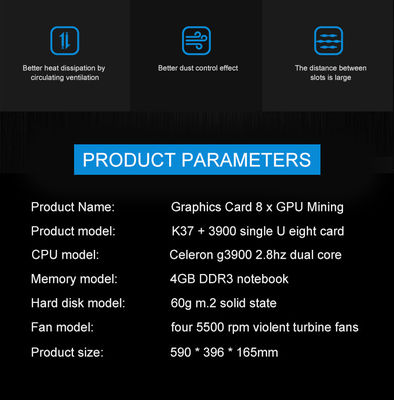 جهاز تعدين إيثيريوم 8 قطع GPU مع 4GB DDR3 Notebook